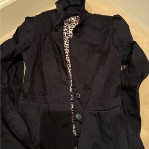 H&M Black Women's Blazer with Leopard Lining